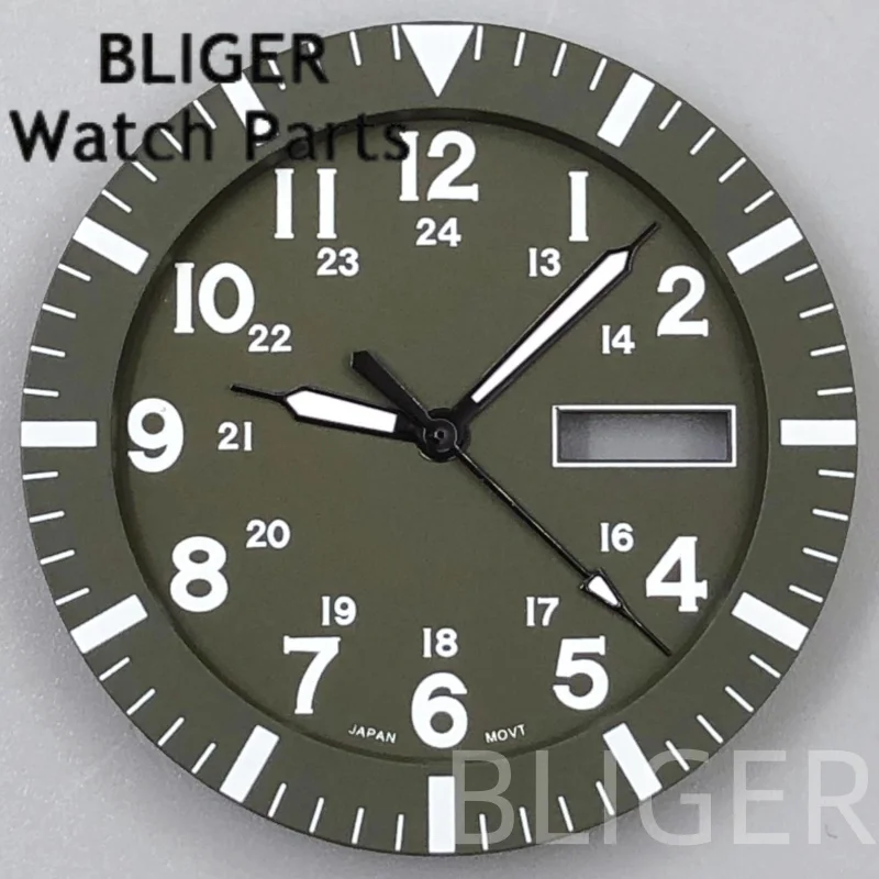 

BLIGER NH36 34,3 мм двойная шкала циферблата белый черный синий зеленый циферблат часов светящийся подходит NH36 NH36A модификация механизма детали часов