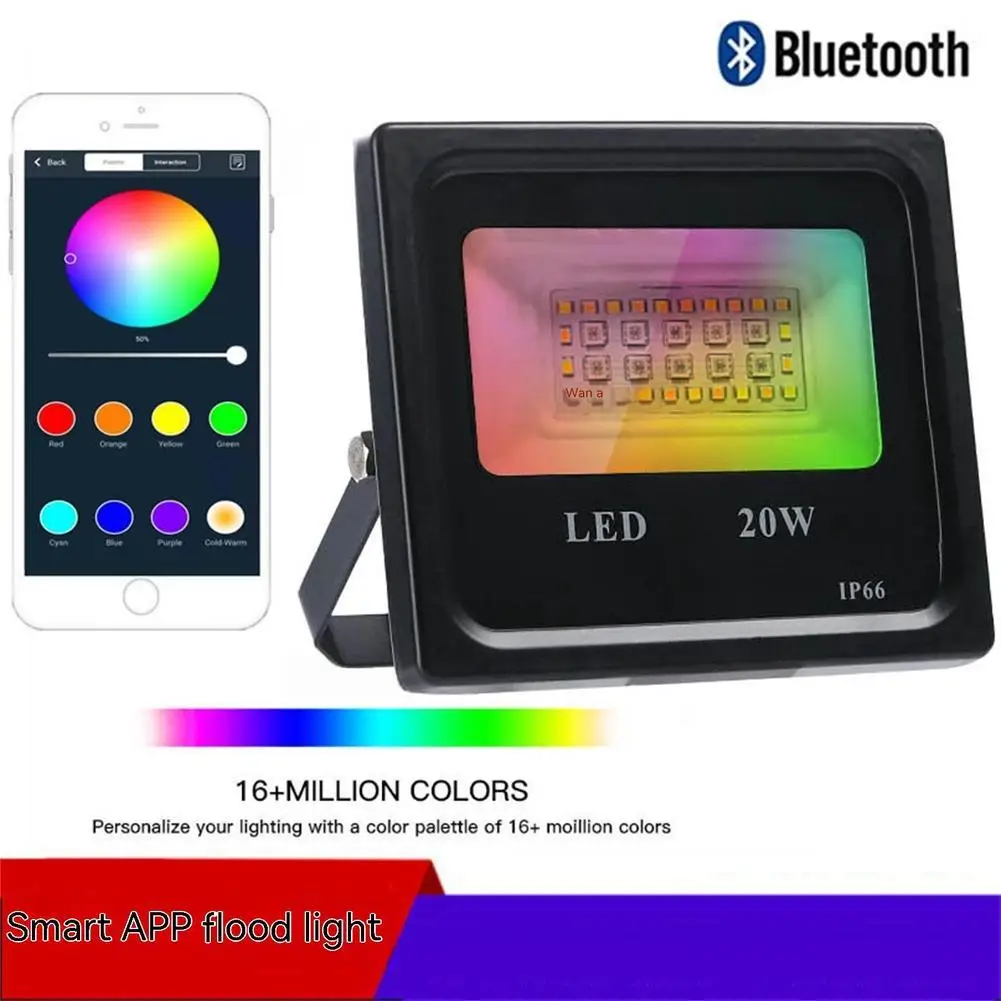 

LED Floodlight RGB AC220V 20W 30W 50W Flood Light Color Changing Bluetooth APP Control Waterproof Garden Outdoor Wall Refletor