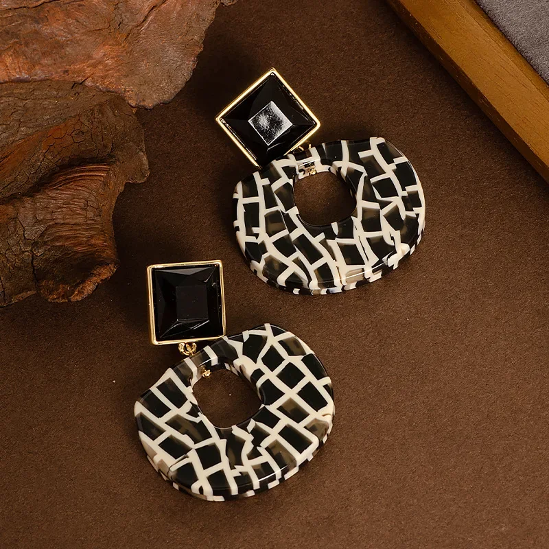 

Fashion European and American style polka dot leopard print geometric earrings