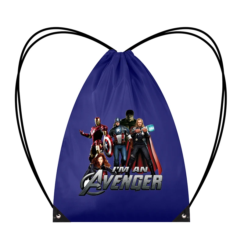 Карманный комплект Marvels Avengers Kawaii, сумка на шнурке в стиле аниме, молодежный модный спортивный рюкзак большой емкости, милые подарочные пакеты с героями мультфильмов