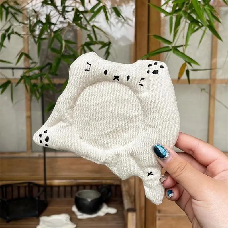 Machine Washable Cute Cat Coaster Soft Fabric Non-Slip Mug Rug Absorbent Drink Mat for Coffee Tea Home Use