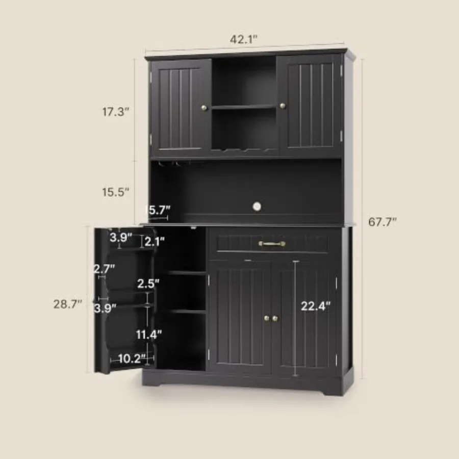 Tall Kitchen Storage Cabinet with Door and Shelves