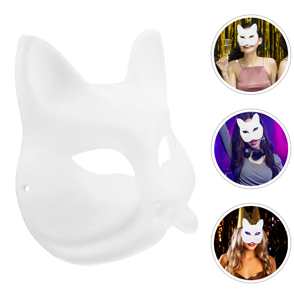 

4 Pcs Hand Painted Mask White to Decorate Cover Hair Paper Masks for Crafts Halloween Man Lightbulb