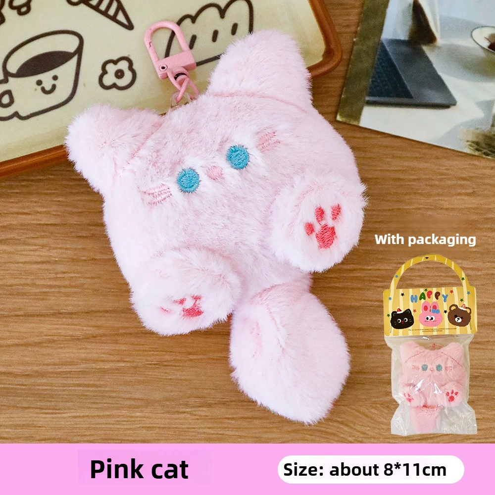 Cute Cat Plush Doll Kitten Plush Keychain Soft Fluffy Cartoon Animal Plush Key Chain Backpack Pendant Accessories Friends Gifts