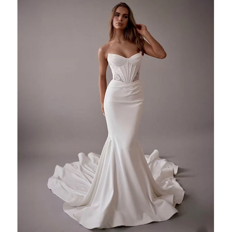 

Graceful Wedding Dress Organza With Embroidery 3d Flower Mermaid Ball Gown Sleeveless Square Collar Customized Vestido De Novia