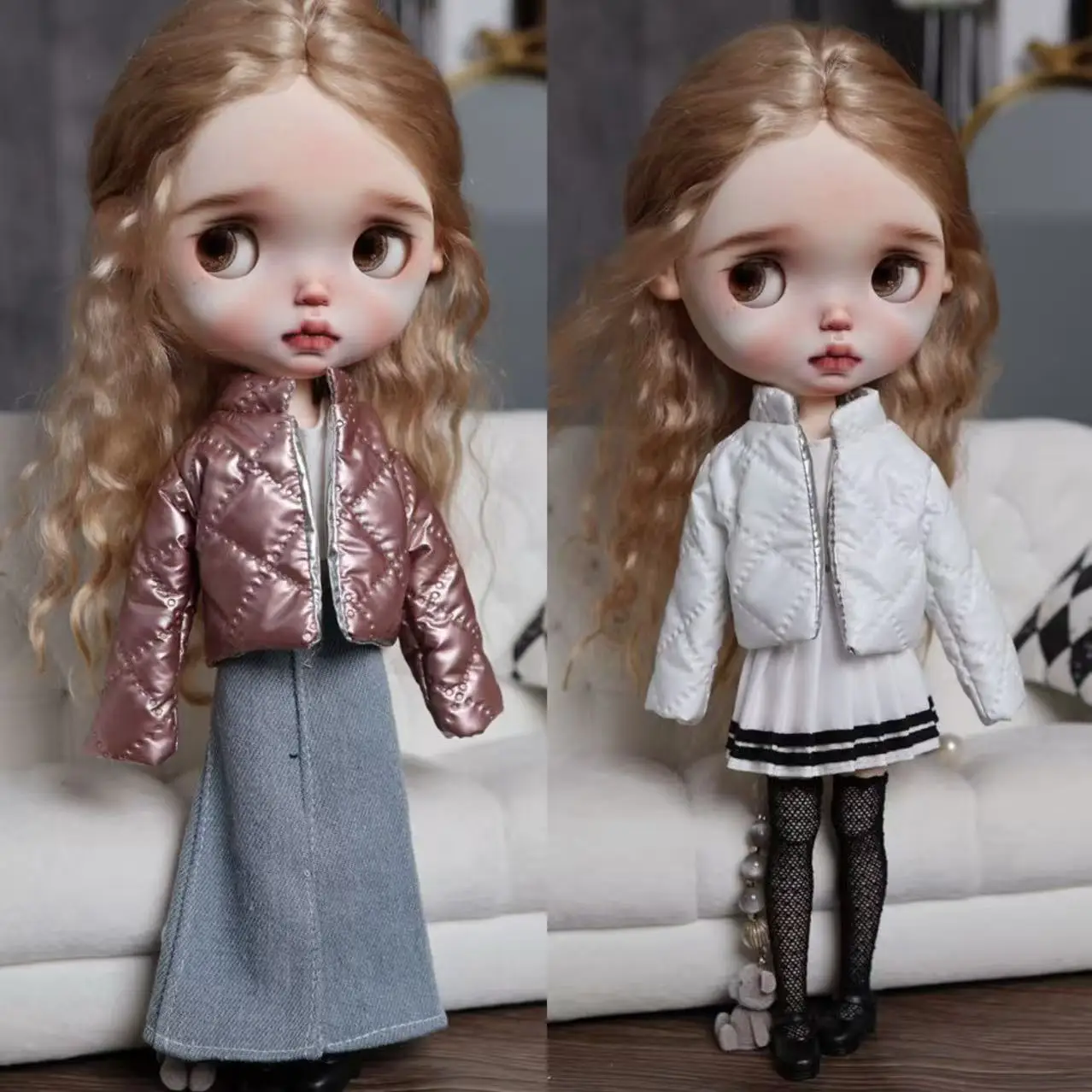 1/6 بليث ملابس دمى الزي الدافئة القطن معطف البدلة معطف الشتاء أسفل السترات دمية الملابس والاكسسوارات