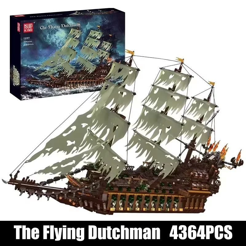 Mould King 13197 Piratenschiff-Bausteine, fliegender Holländer, Boot, Bausatz für Erwachsene, Kinder, Ziegel, Spielzeug, Weihnachtsgeschenke