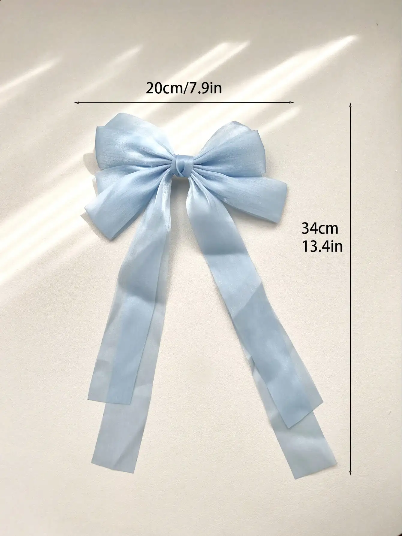 1 Stück blauer Satin, extra langes Band, Haarschleife, Haarschmuck für Frauen und Mädchen, Seiden-Haarspangen, Haarspange für dickes, dünnes Haar – Detail 5