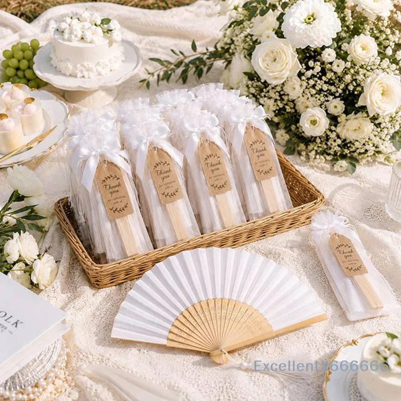 Portable Paper Folding Hand Fans Bamboo Ribs Foldable Handheld Fans For Wedding Party Favors Summer Cooling Crafts Projects