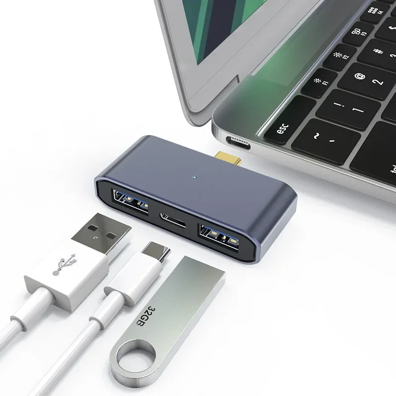 Type C Hub met PD-opladen, USB 3.0-poorten en kaartlezer - USB C Docking Station OTG-adapter voor MacBook/Tablet/PC