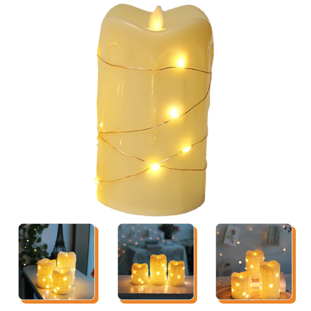 Pijlerkaarsen Tranen Licht De kerstlamp Versier beige Pp synthetische plastic LED-verlichting