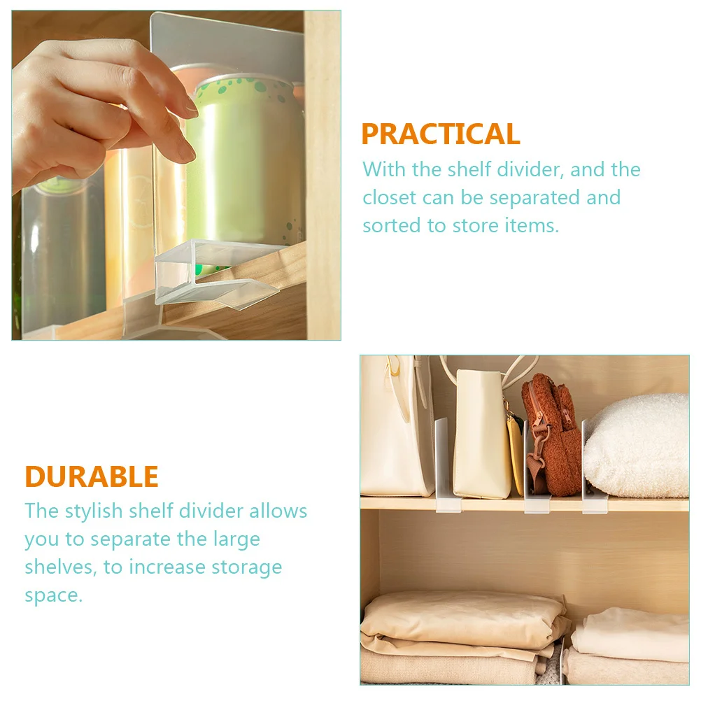 

4pcs Plastic Shelf Dividers Closet Organizer Shelf Divider For Clothes Book Storage Compartment Wardrobe Shelving Separators