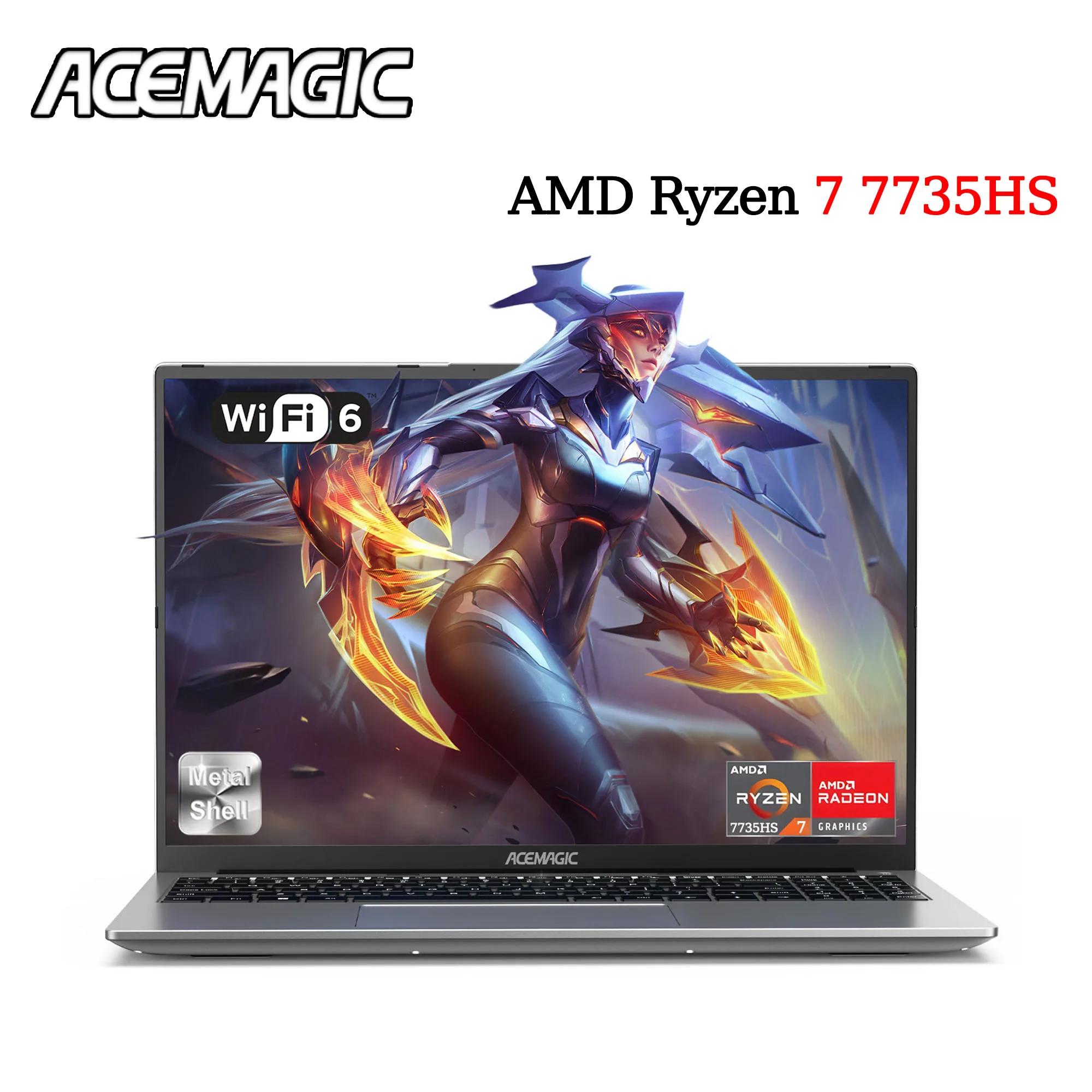 

ACEMAGIC Laptop 16” FHD Gaming Laptop AMD Ryzen 7 7735HS 16GB RAM 512GB SSD Windows 11 Pro Notebook Backlit KB Wifi6 BT5.2