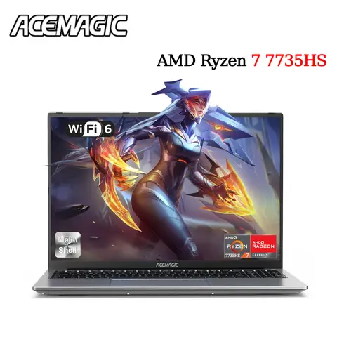ACEMAGIC Laptop 16” FHD Gaming Laptop AMD Ryzen 7 7735HS 16GB RAM 512GB SSD Windows 11 Pro Notebook Backlit KB Wifi6 BT5.2