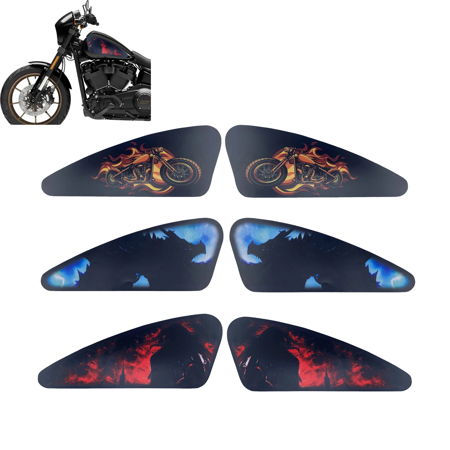 3D Motorcycle Waterproof Fuel Gas Tank Sticker Decal For Harley Sportster XL 883 1200 48 72 Cafe Racer Street Tracker Bobber