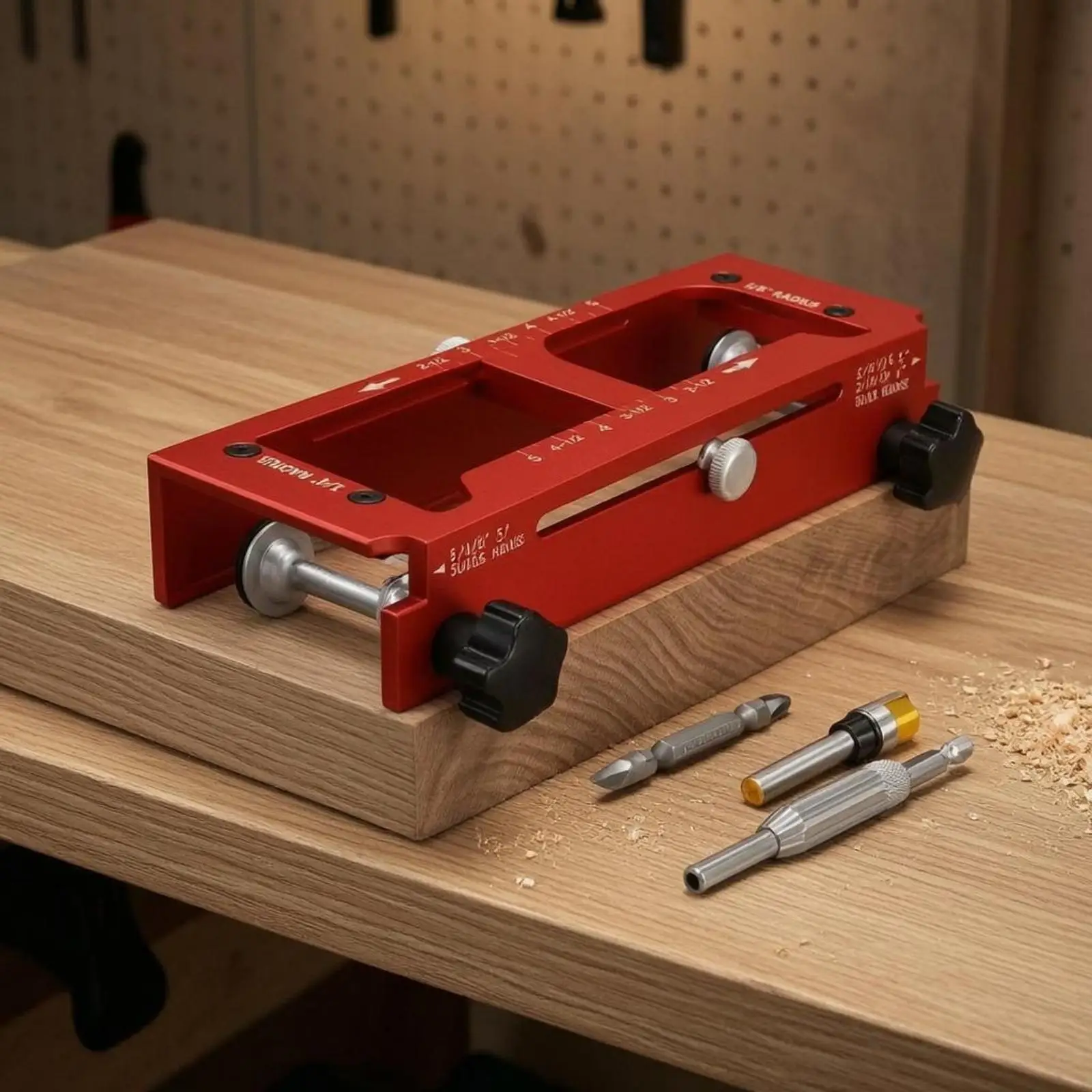 Aluminum Alloy Door Hardware Template with Locking Control Knobs for Hinge Alignment and Drilling Support