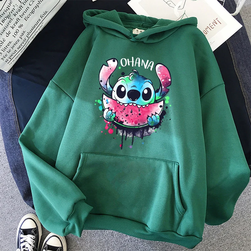 

90s Harajuku Winter Disney Stitch Hoodies Women Harajuku Cute Anime Sweatshirt Manga Streetwear Hoody Female Unisex