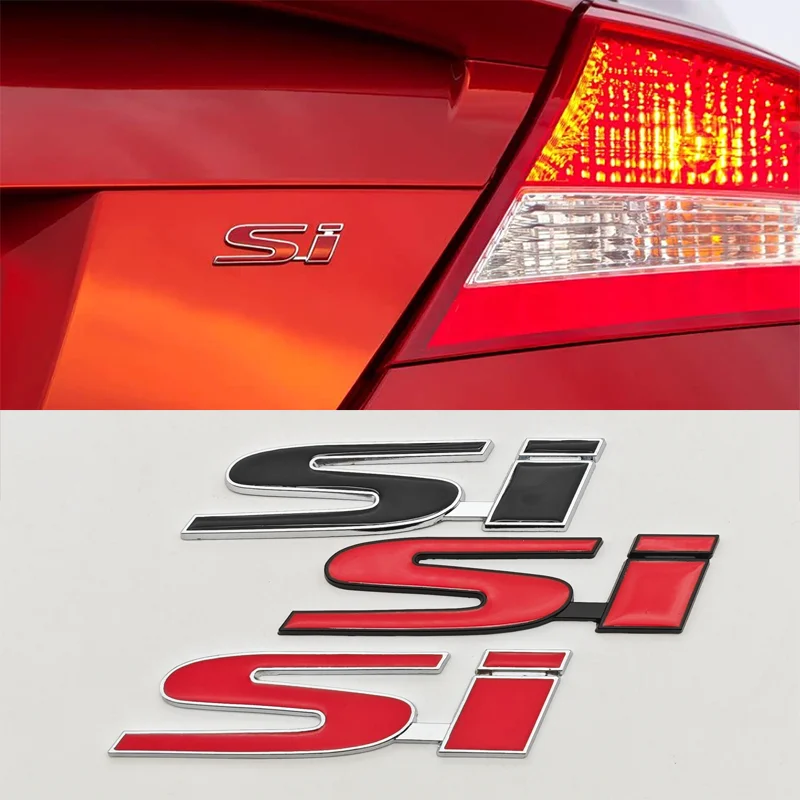 تصفيف السيارة ثلاثية الأبعاد معدن الكروم سبائك الزنك شعار SI الجبهة مصبغة شارة الخلفي الجذع شعار ملصق لهوندا سيفيك SI اكسسوارات السيارات