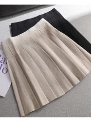 Ezsskj Autumn winter a-line thick short SWEATER Skirt Women  good quality cute pleated mini skirt female elegant  knit skirt