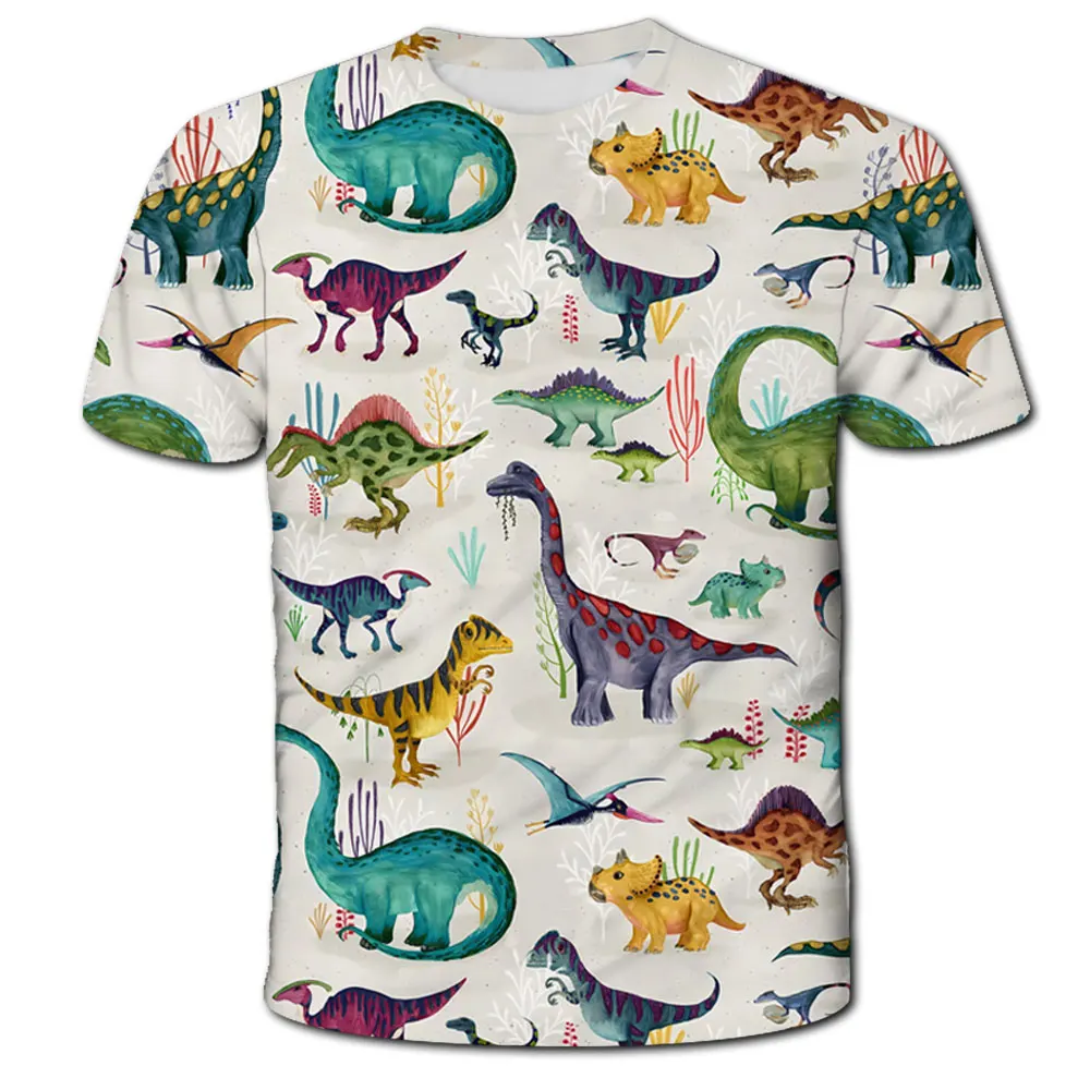 2024 Child Boys Girls Dinosaur T-shirts Summer Short Sleeve Boy Clothes Causal T Shirt Tops Tee Children\'s clothing 3-14 year