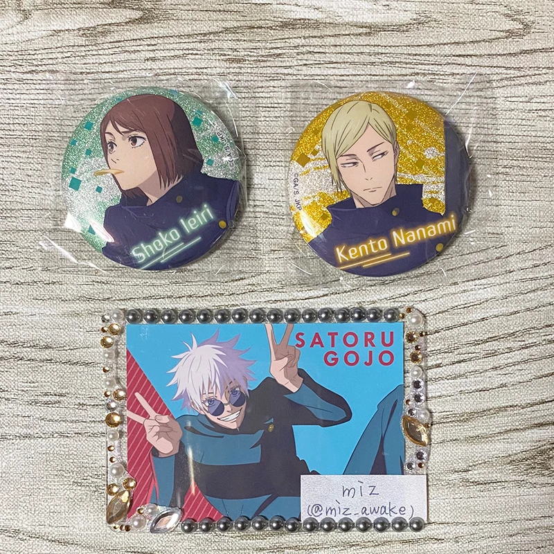 Stand Stones Gashapon Kawaii Jujutsu Kaisen "Gyokusetsu" Glitter Can Badge Collection Gojo Satoru Anime Pin Brooch Figures Gifts