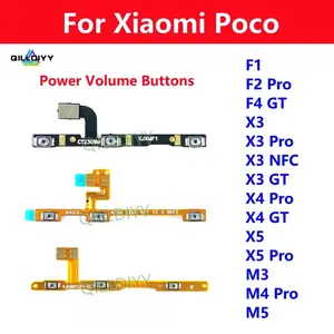 Bilashmart Power On Off Button Sound Volume Switch Flex Cable Xiaomi Poco F1 F2 X3 X4 X5 M4 Pro NFC F4 X3 GT M3 M5 4G 5G Parts