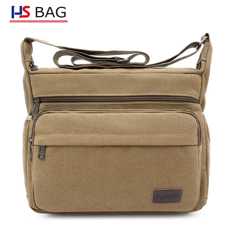 

Men's canvas wear-resistant single-shoulder bag, multi-layer large-capacity single-shoulder travel backpack