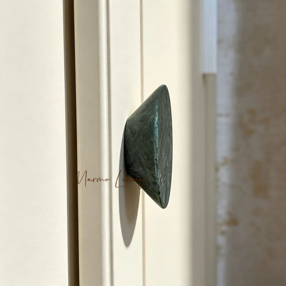 Nordic Luxury Green Stone Knob Natural Marble Handles Custom Wardrobe Door Knobs Furniture Drawer Pulls