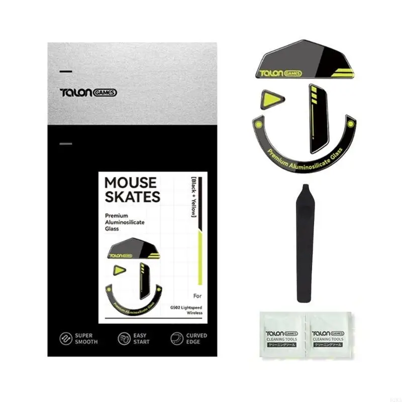 62KA 1 مجموعة 0.8 مللي متر ل G502 اللاسلكية زلاجات الماوس الزجاجية قدم الماوس الوسادة ، G502 ماوس لاسلكي ينزلق حافة منحنية زلاجات الماوس ملصق