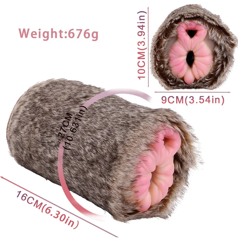 16*10cm Artificial Lion Vagina Furry Animal Pocket Pussy Male Masturbator Removable Fur Adult Sex Toys for Men Masturbation Cup