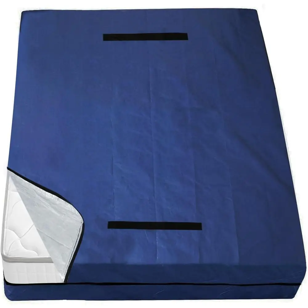 Queen Size Waterproof Mattress Cover with Heavy-Duty Handles and Strong Zipper for Reusable Storage and Moving