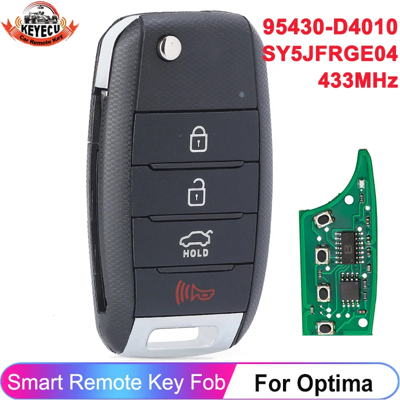 

KEYECU 4 кнопки 95430-D4010 FCC ID: SY5JFRGE04 для KIA Optima 2016 2017 2018 2019 2020 Smart 4D60 чип 433 МГц дистанционный брелок