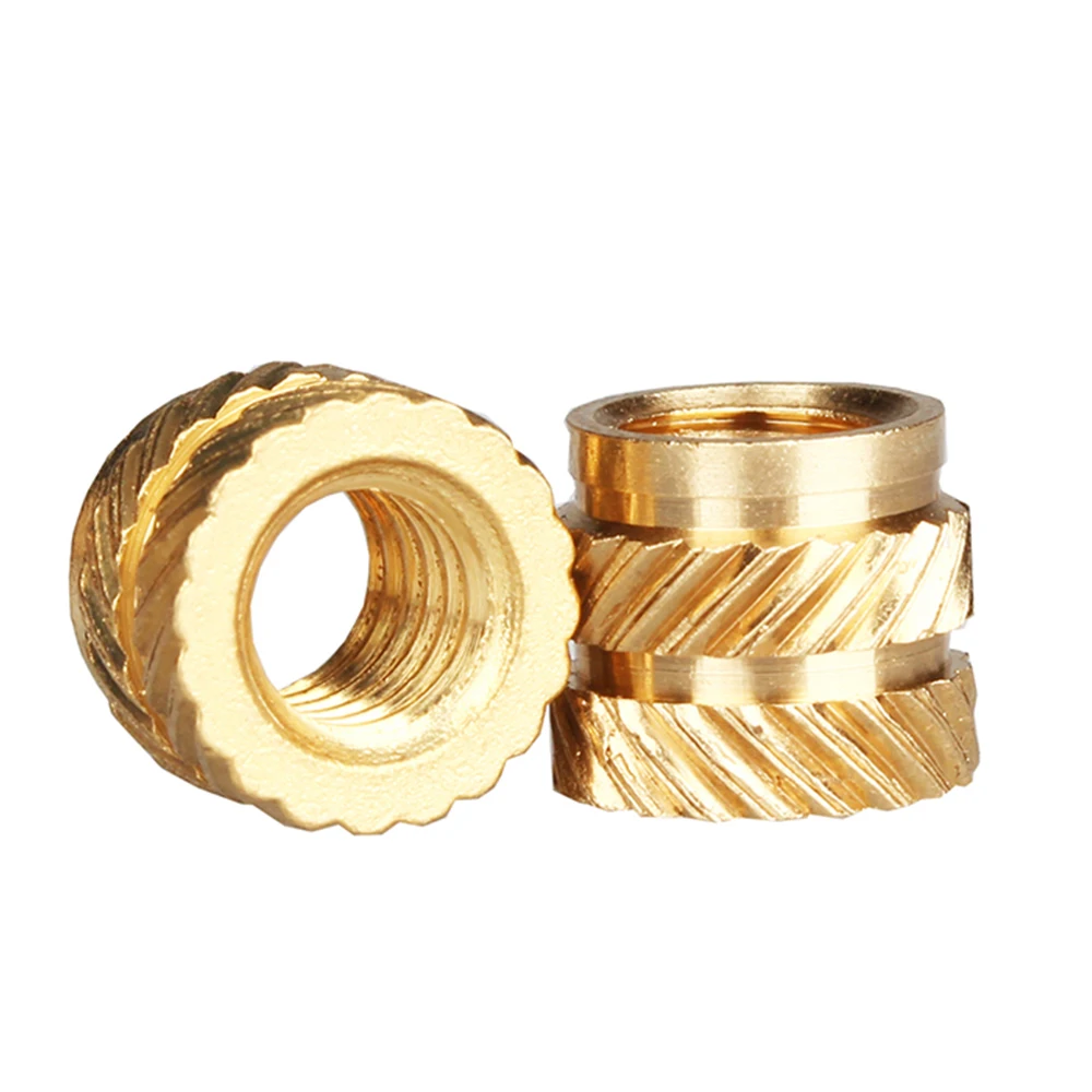 Brass Hot Melt Inset Nuts Heating Molding Copper Thread Insert Nut SL-type Double Twill Knurled Injection Nut M2 M3 M4 M5 M6