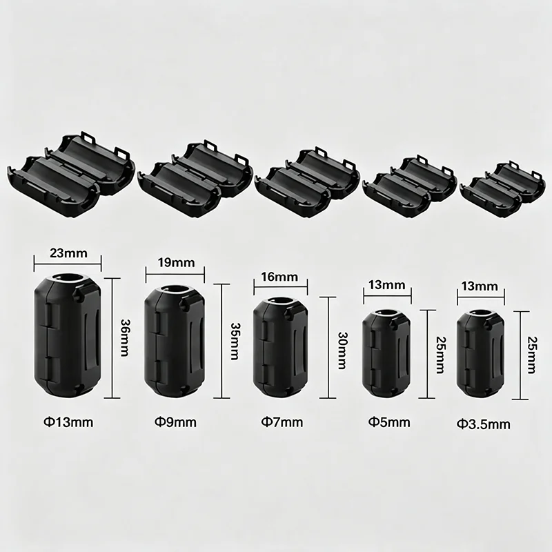 2Pcs Ferrite Ring Core EMI RFI Noise Suppressor Choke Bead Filter For USB HDMI Audio Power Antenna Cable 3.5/5/7/9/13mm
