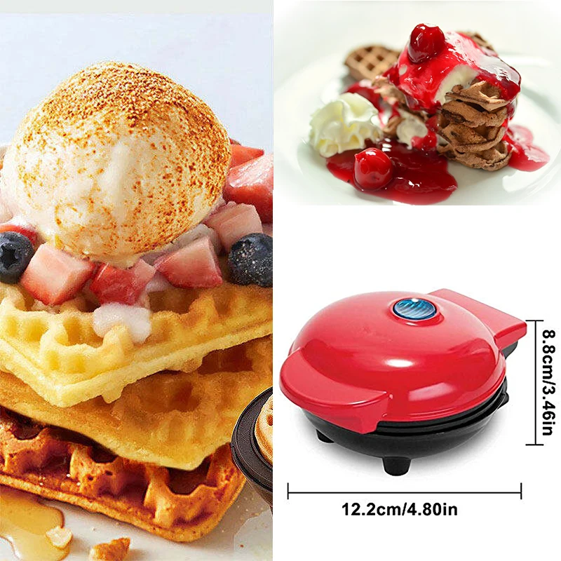 Mini Paninis Waffle Maker Easy Clean Non-Stick Coated Plates Automatic temperature Household Electric Waffle Breakfast Machine