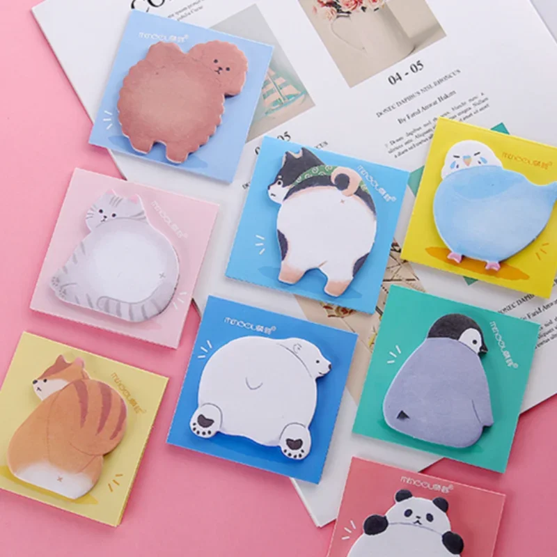 1pcs Cute Kawaii Animal Sticky Notes Notepad 30 Sheets Self-Adhesive Memo Pads Cartoon Panda Puppy Stickers Stationery Supplies