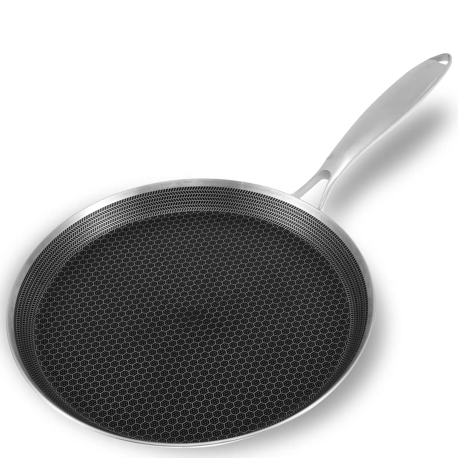 Crepe Pan Nonstick Honeycomb Dosa Pan Stainless Steel Ergonomic Handle Kitchen Pancake Pan Induction Compatible Tortilla Pan