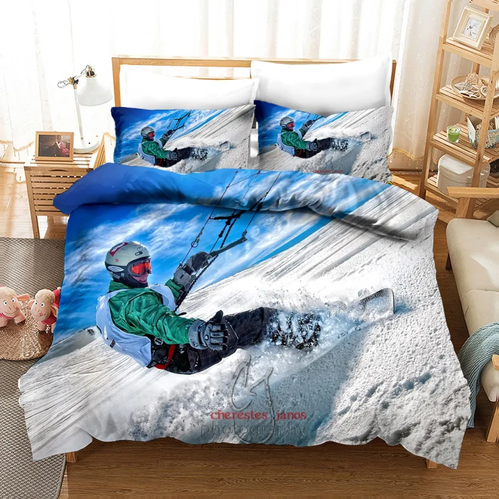 

Cool Extreme Sport Skiing Bedding Set Single Twin Full Queen King Size Skiing Bed Set Children Kids Bedroom Duvetcover Sets Ski