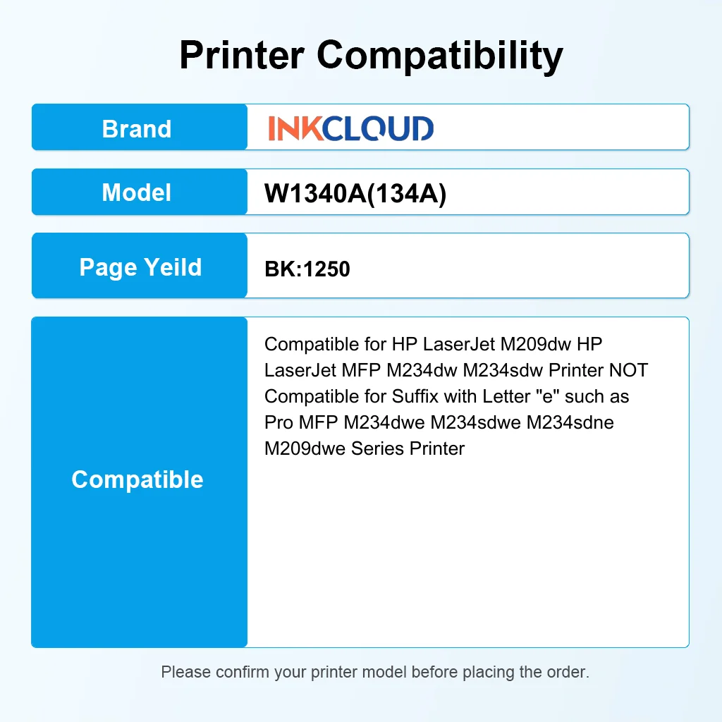 INKCLOUD 134A W1340A بديل لـ HP 134A W1340A 134X W1340X Laserjet M209dw MFP M234dw M234sdw M234sdn #2