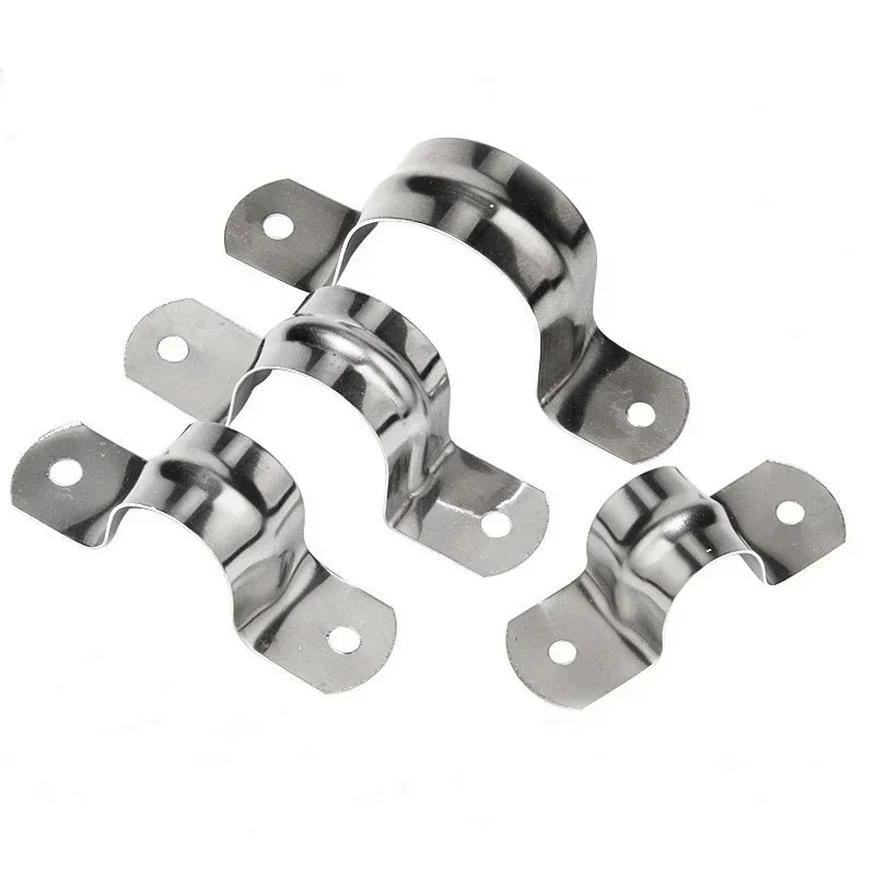 20Pcs Stainless Steel U-Type Pipe Clamps Ohm Tube Card & Horseback Saddle Clamps for Water Pipes & Brackets