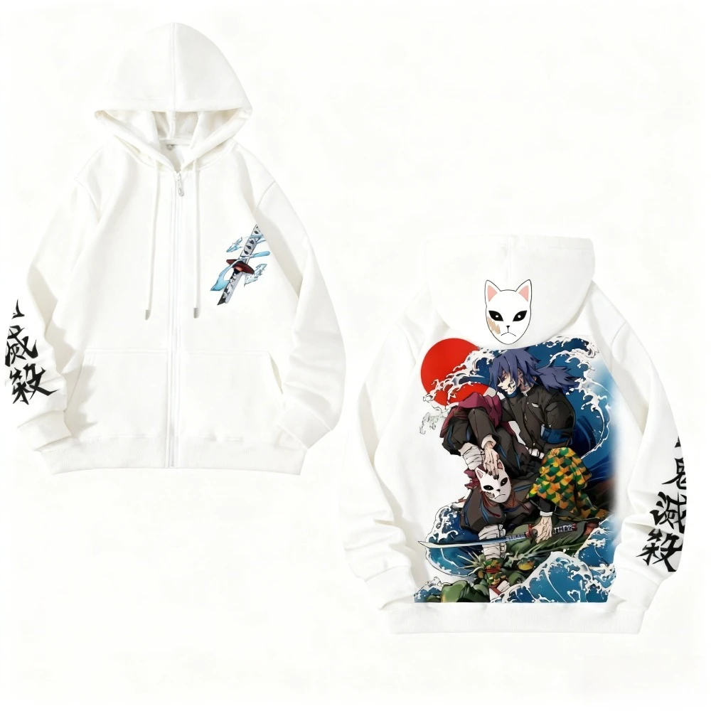 Demon Slayer Men's and Women's Zipper Coat Hoodie Sweater Long-sleeved Jacket Tanjiro Kamado Japan Anime Spring and Autumn Top