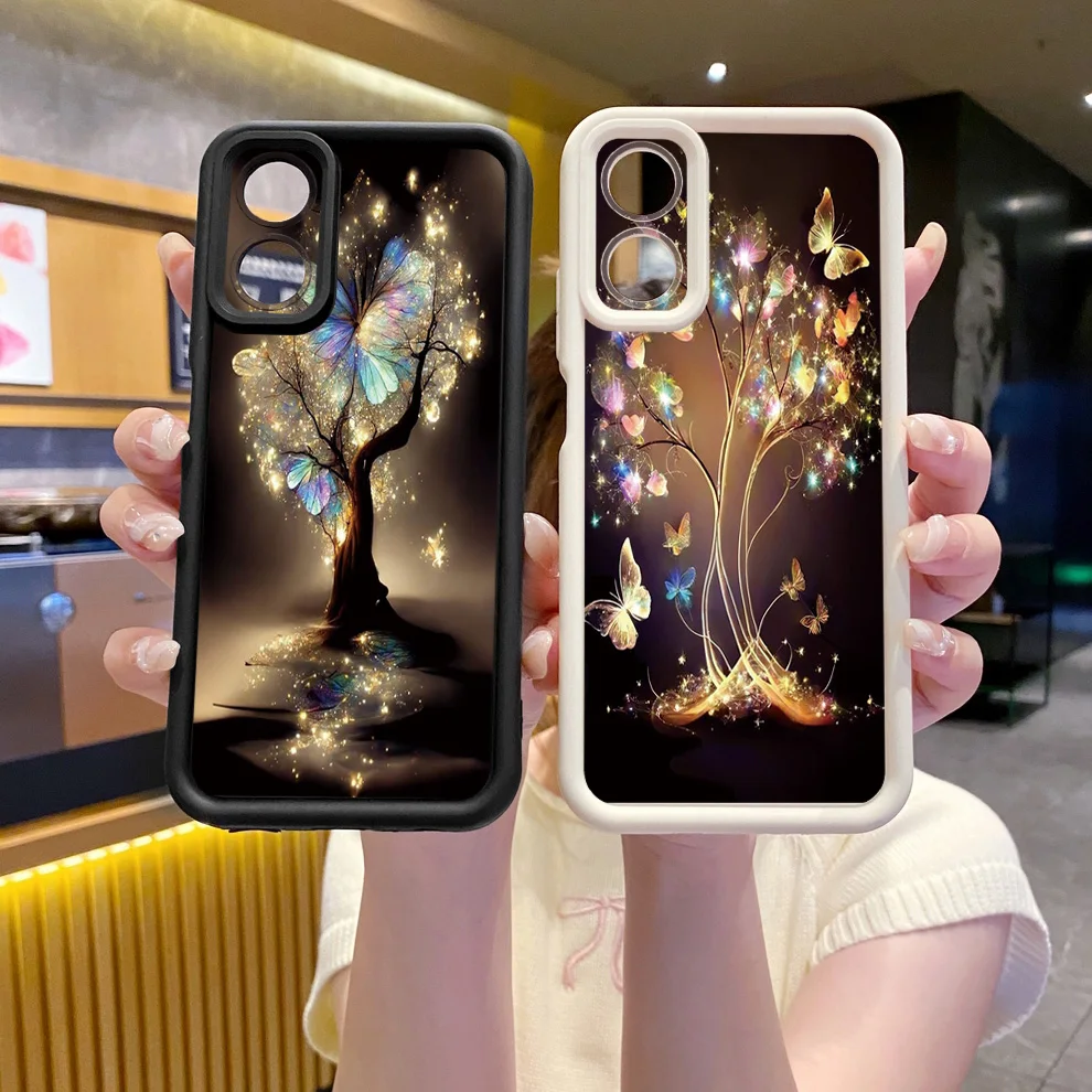 for OPPO A60 A18 A38 A17 A16 A57 A77 4G A59 A98 A78 A58 5G Bling Butterfly Tree Case Anti Drop Cover