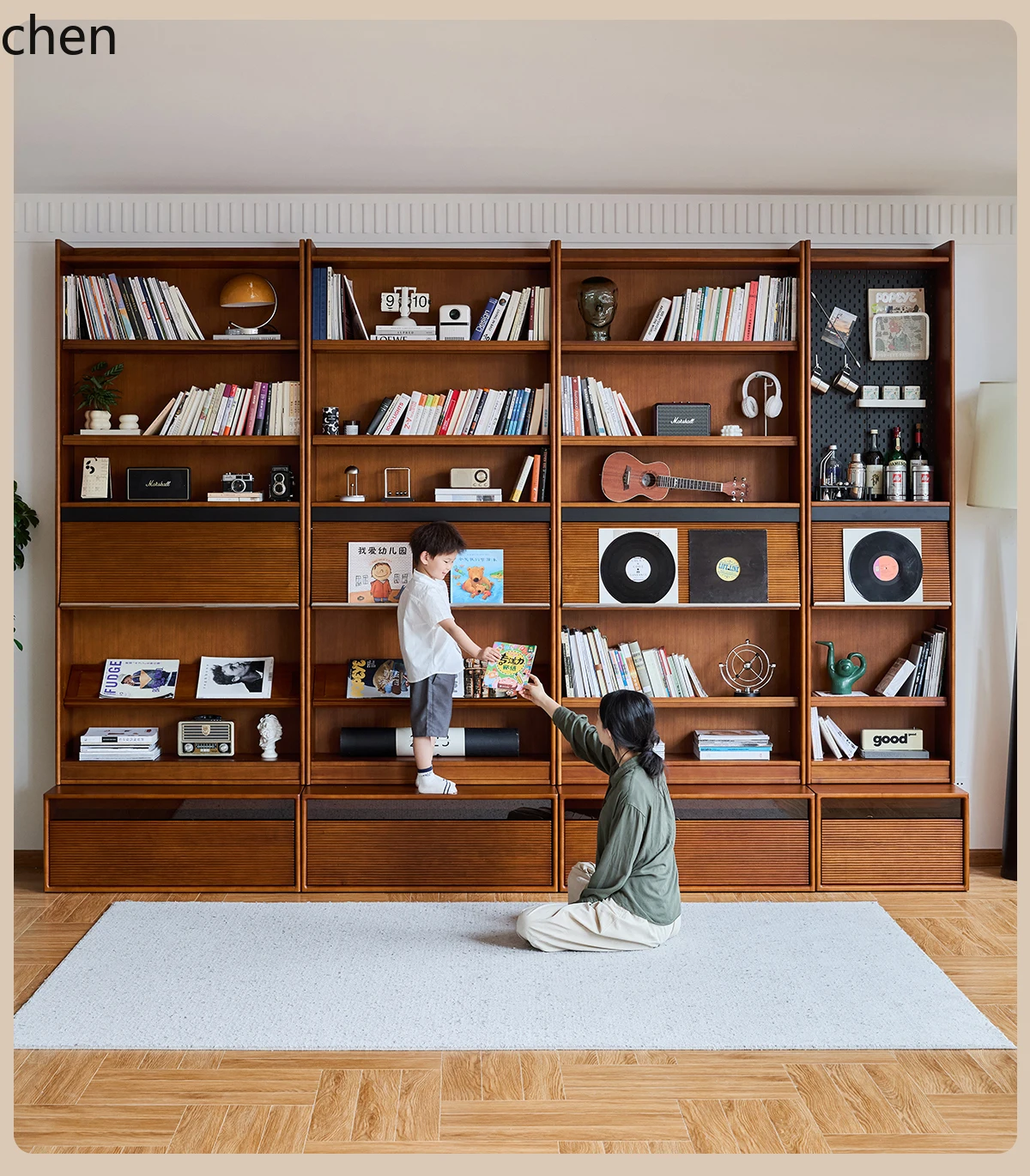 

HXL Retro Solid Wood Bookshelf Card Holder Integrated Wall Storage Rack Organizer Bookshelf