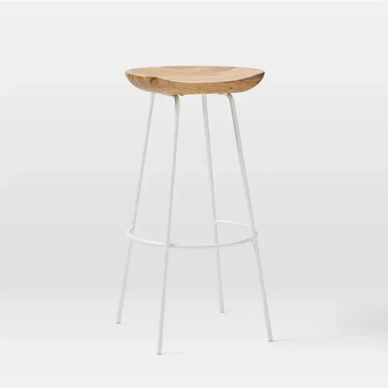 Silla alta minimalista moderna, taburete de bar para el hogar de madera maciza, mostrador de cajero creativo, silla de bar de arte del hierro