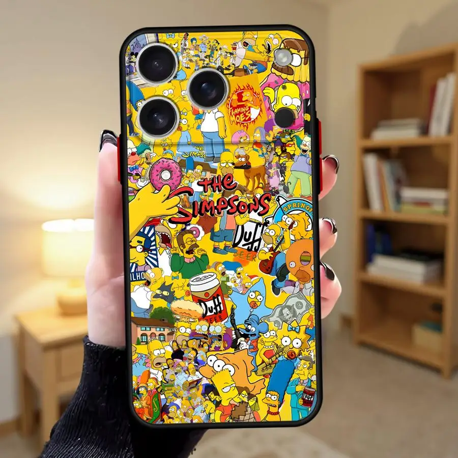 Funda para iPhone 17 Pro Max 16 Plus Air 13 Mini 15 14 7 8 SE X XS XR 12 11 17P 16P Funda trasera para teléfono suave y divertida los Simpsons