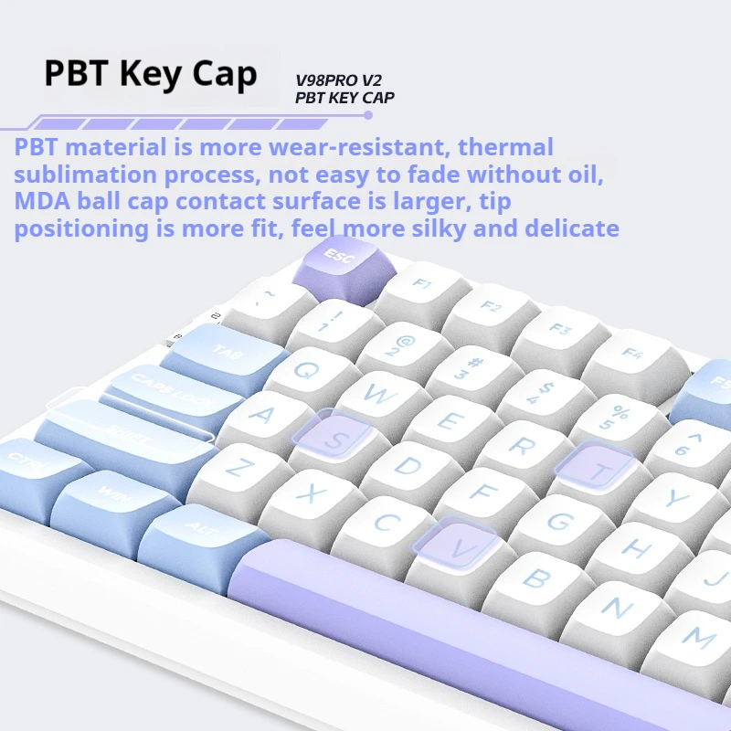 New V98prov2 Polar Fox Three-Mode Hot Plug Bluetooth Gasket Wireless Customized Game Mechanical Fun Keyboard Birthday Present