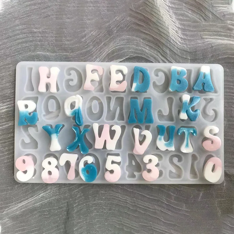 Irregular mirror letter / number silicone mold DIY chocolate candy cake shape decoration baking tool