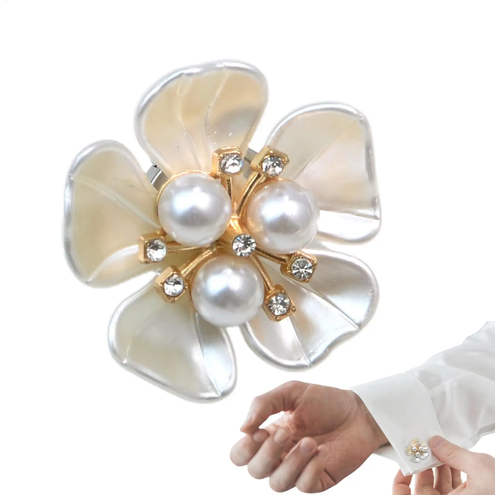 Knopfabdeckungen für Hemden Kristallblume Perle Mode-Accessoires Strass-Knopfabdeckungen für Kleider Smoking Blusen