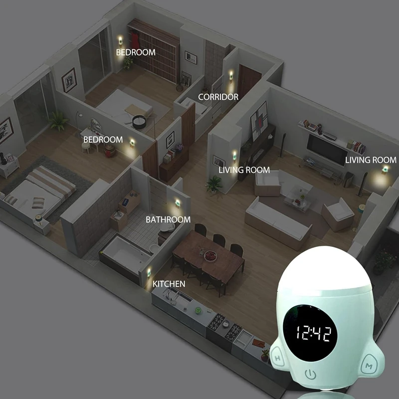 Bathroom Night Light,LED Wall Space Light With Remote & Touch Control, Adjustable Brightness Light For Kids-US Plug