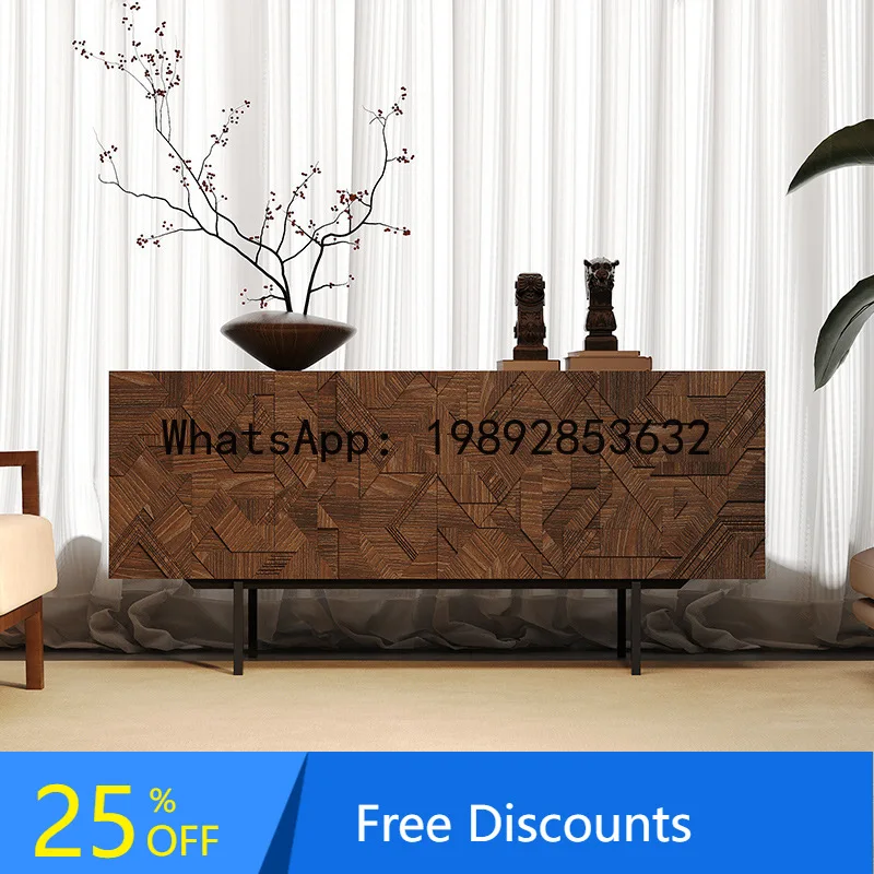 

YFY Italian Style Light Luxury Sideboard Cabinet Living Room - Storage Cabinet Vintage Style Solid Wood Carving Villa Storage